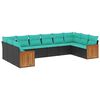 vidaXL 10 Piece Garden Sofa Set with Cushions Black Poly Rattan