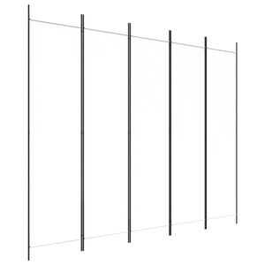 vidaXL 5-Panel Room Divider White 250x200 cm Fabric
