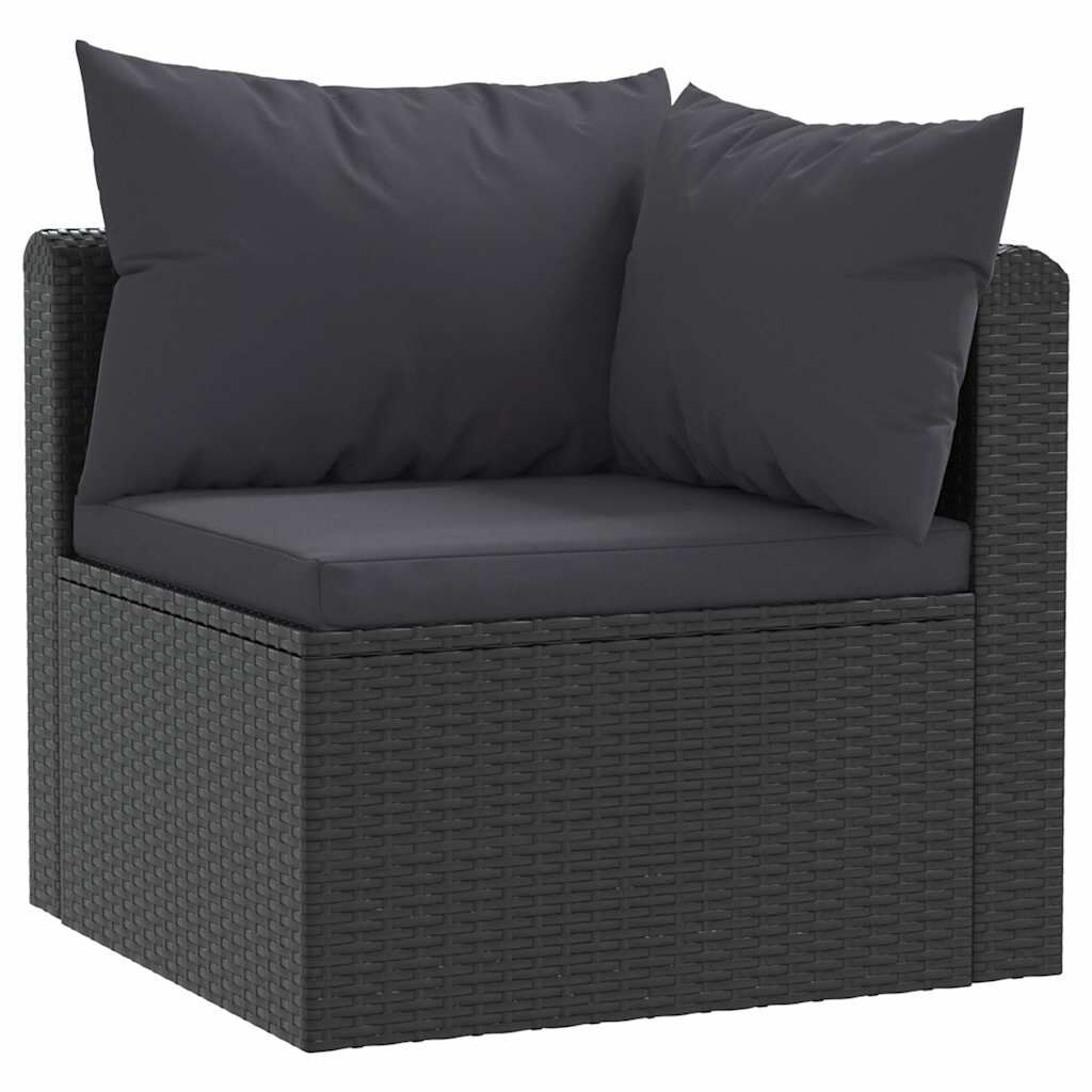 vidaXL 7 Piece Garden Lounge Set with Cushions Poly Rattan Black