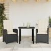 vidaXL 5 Piece Garden Dining Set with Cushions Black Poly Rattan