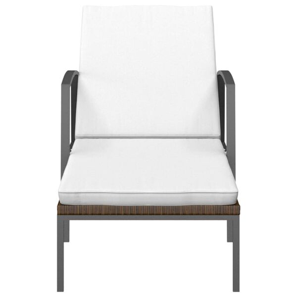 vidaXL Garden Sun Lounger with Cushion Poly Rattan Brown