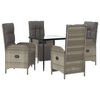 vidaXL 5 Piece Garden Dining Set with Cushions Black and Grey Poly Rattan
