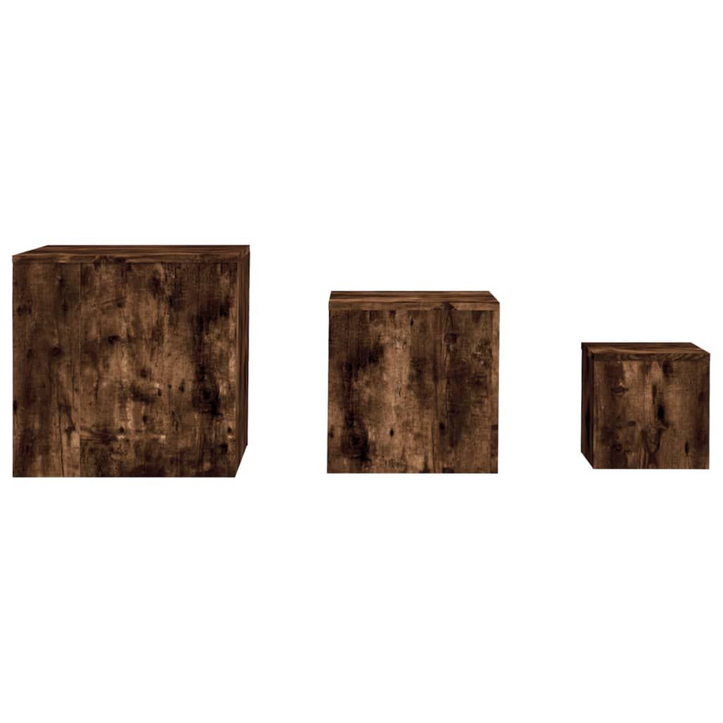 vidaXL Side Tables 3 pcs Smoked Oak Engineered Wood