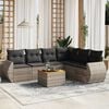 vidaXL 7 Piece Garden Sofa Set with Cushions Grey Poly Rattan