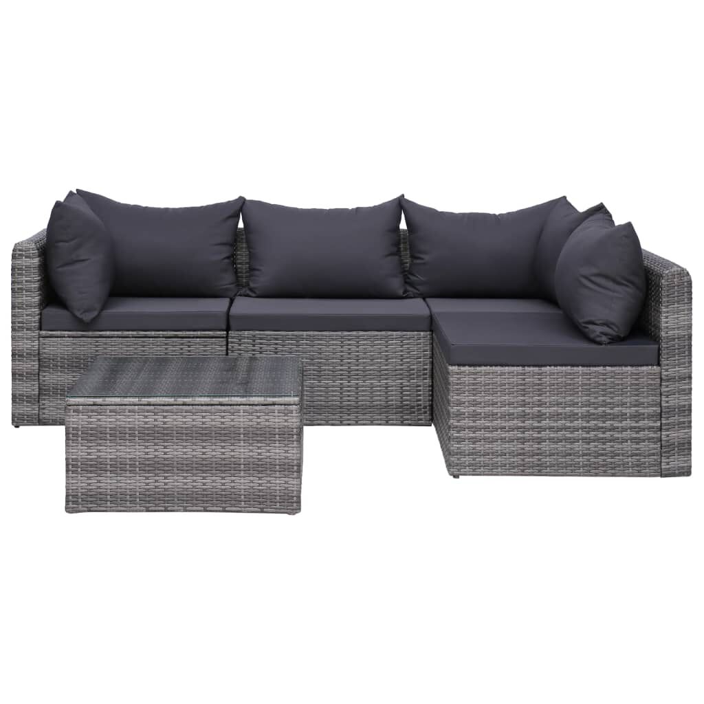 vidaXL 9 Piece Garden Lounge Set with Cushions Poly Rattan Grey