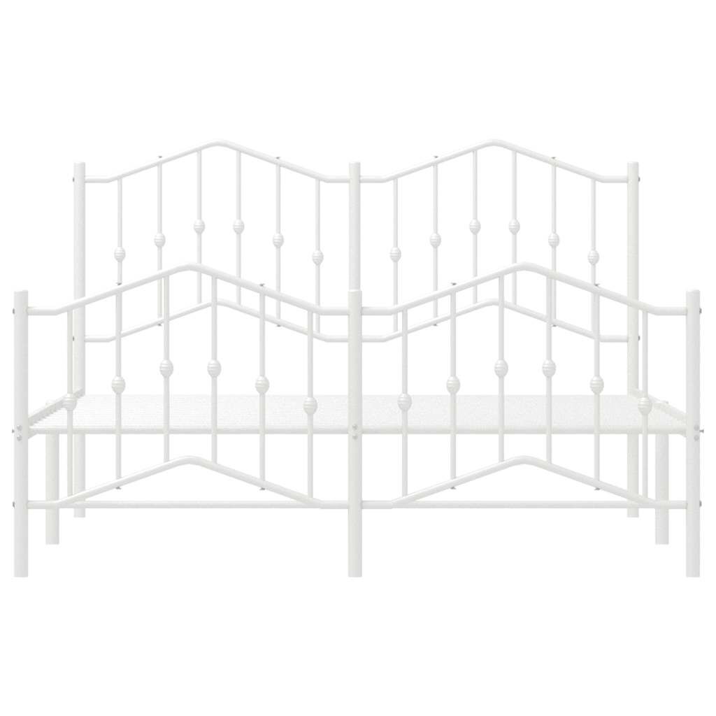 vidaXL Metal Bed Frame without Mattress with Footboard White 135x190cm