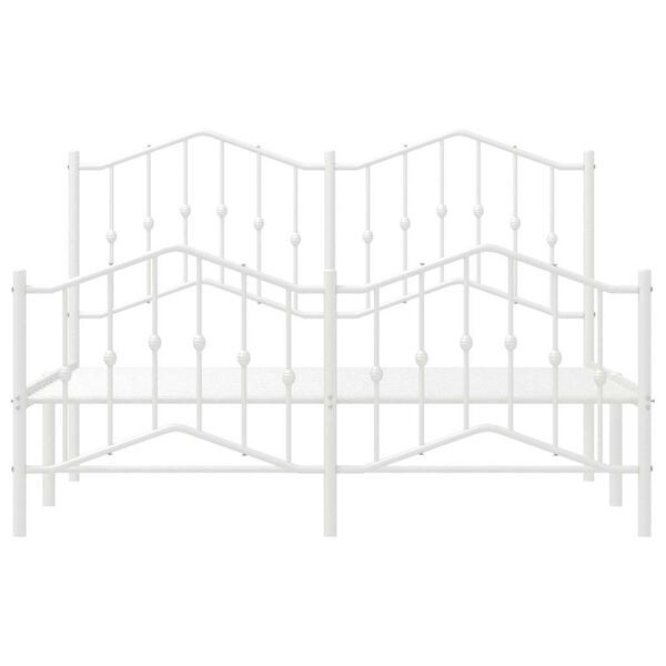 vidaXL Metal Bed Frame without Mattress with Footboard White 135x190cm