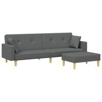 vidaXL 2-Seater Sofa Bed with Footstool Dark Grey Fabric