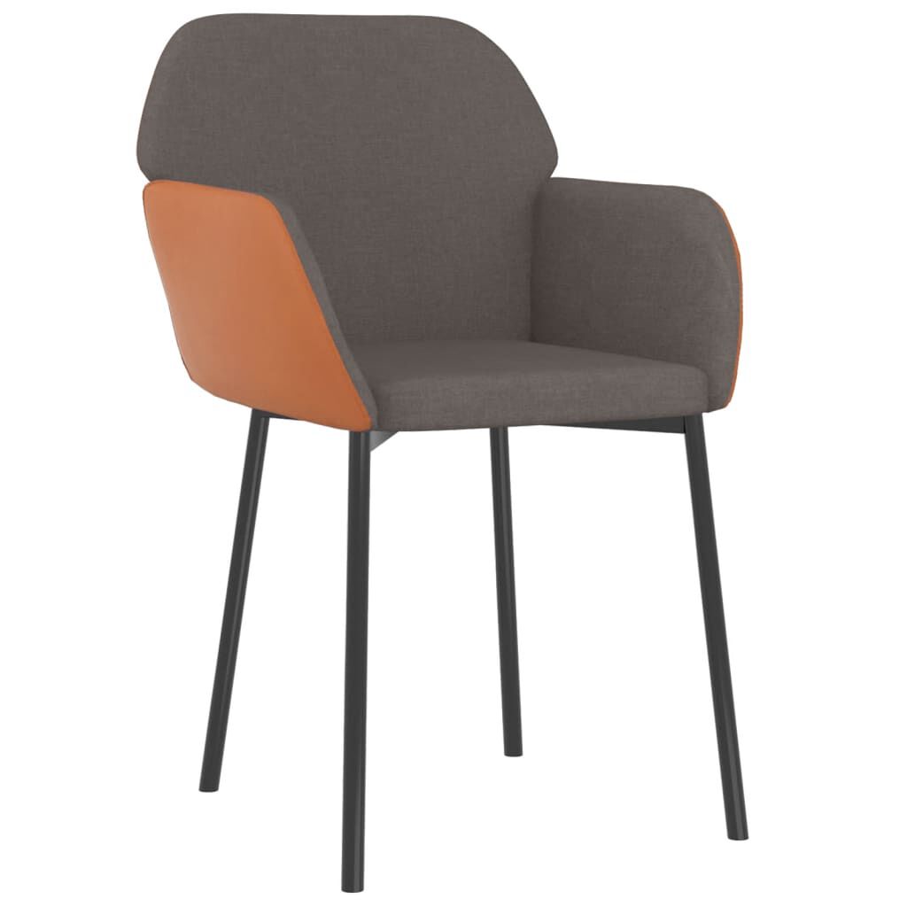 vidaXL Dining Chairs 2 pcs Dark Grey Fabric and Faux Leather