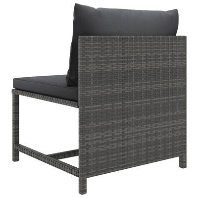 vidaXL 3 Piece Garden Lounge Set with Cushions Poly Rattan Grey