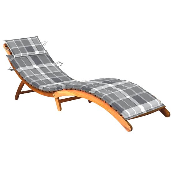 vidaXL Garden Sun Lounger with Cushion Solid Acacia Wood