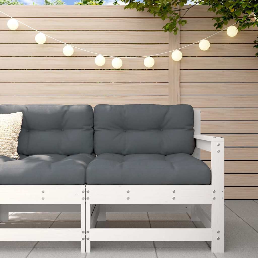 vidaXL Garden Chair with Cushions White Solid Wood Pine