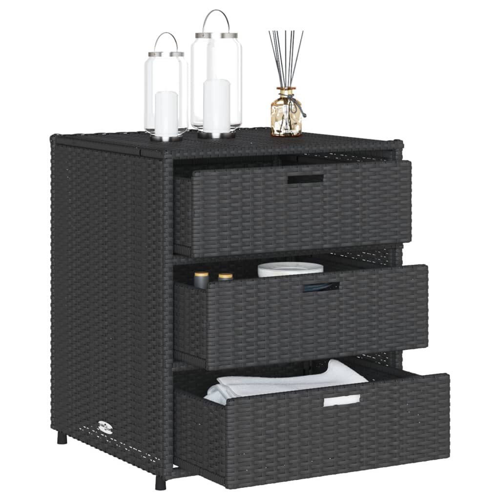 vidaXL Garden Storage Cabinet Black 55x59x69 cm Poly Rattan