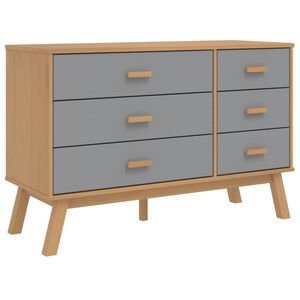 vidaXL Drawer Cabinet OLDEN Grey and Brown Solid Wood Pine