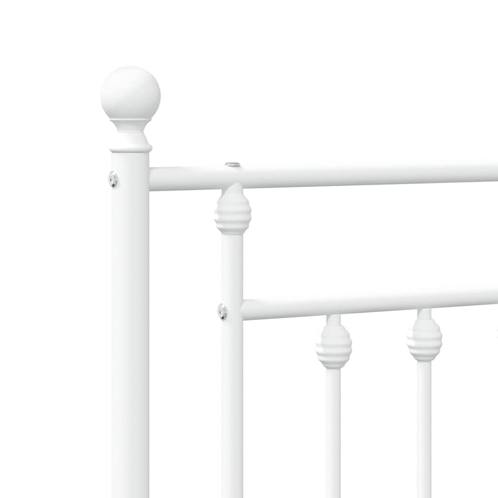 vidaXL Metal Bed Frame without Mattress with Footboard White 183x213cm
