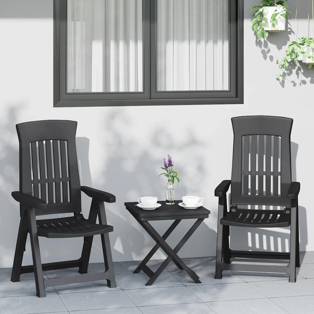vidaXL Garden Reclining Chairs 2 pcs Anthracite PP