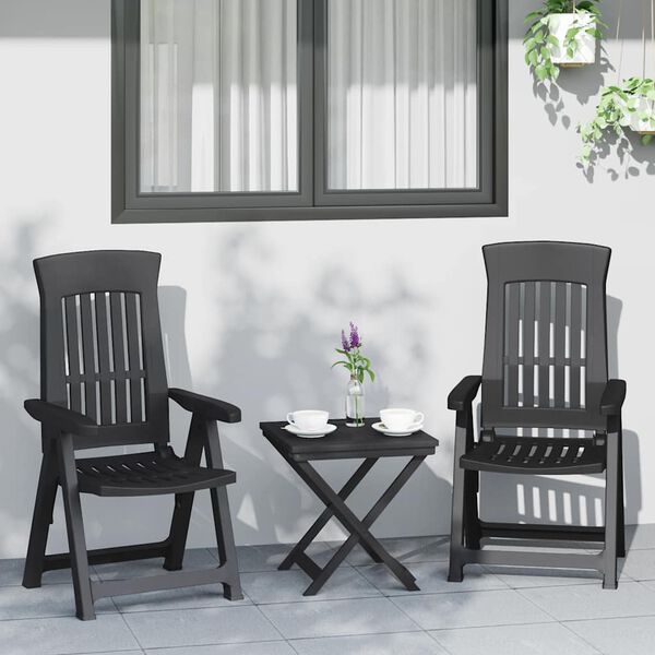 vidaXL Garden Reclining Chairs 2 pcs Anthracite PP