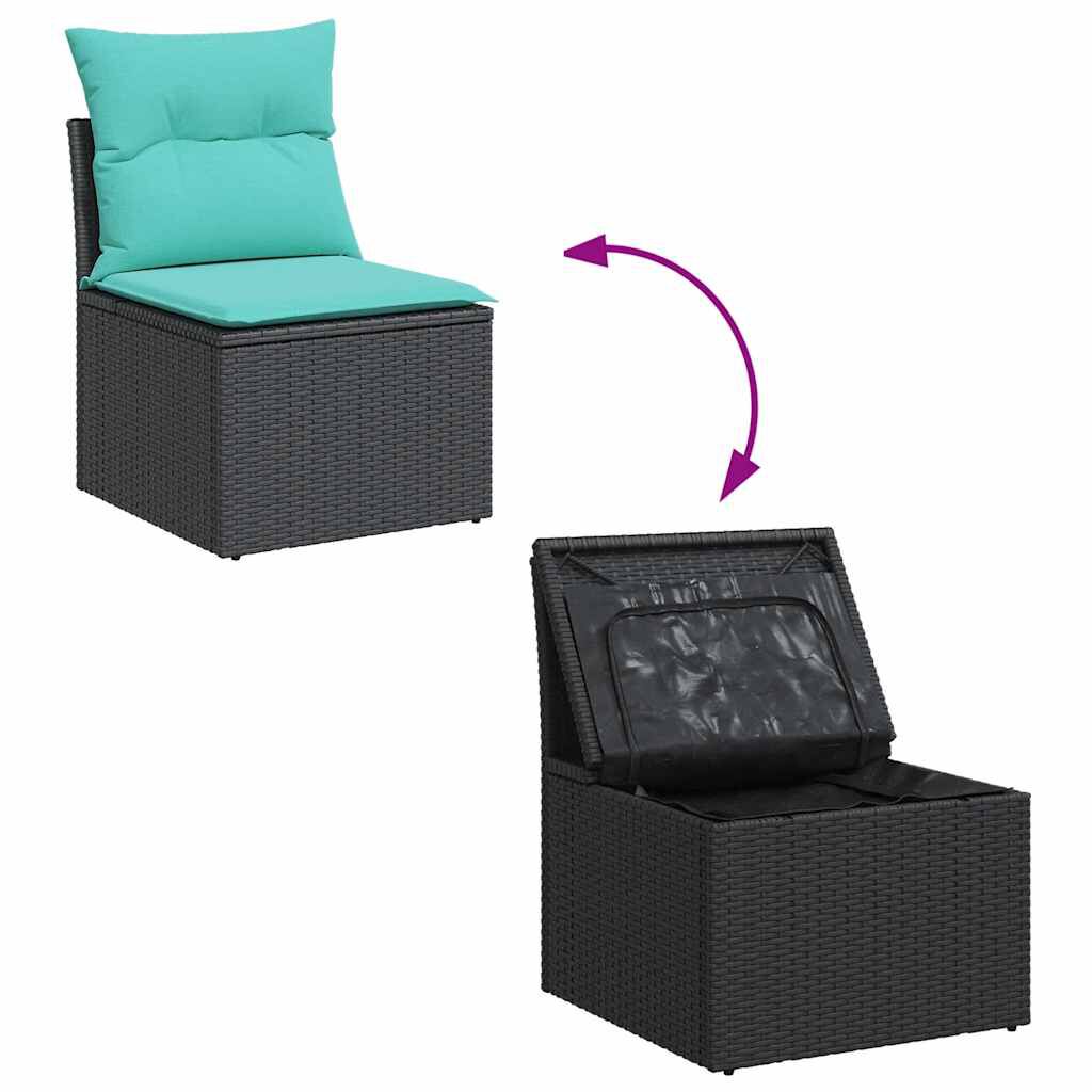 vidaXL 5 Piece Garden Sofa Set with Cushions Black Poly Rattan