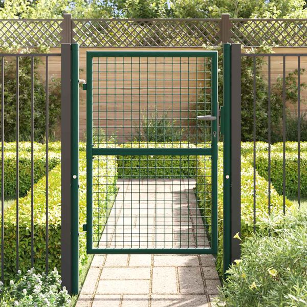 vidaXL Fence Gate Steel 100x125 cm Green
