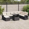 vidaXL 9 Piece Garden Sofa Set with Cushions Black Poly Rattan