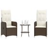 vidaXL Reclining Garden Chairs 2 pcs with Table Brown Poly Rattan