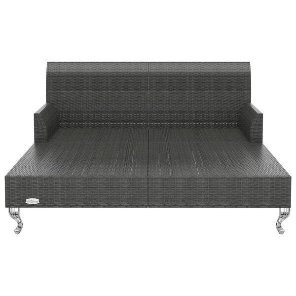 vidaXL 2-Person Garden Sun Bed with Cushions Poly Rattan Black