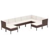 vidaXL 9 Piece Garden Lounge Set with Cushions Poly Rattan Brown