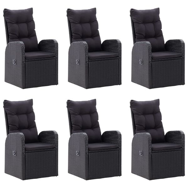 vidaXL 7 Piece Garden Dining Set Black