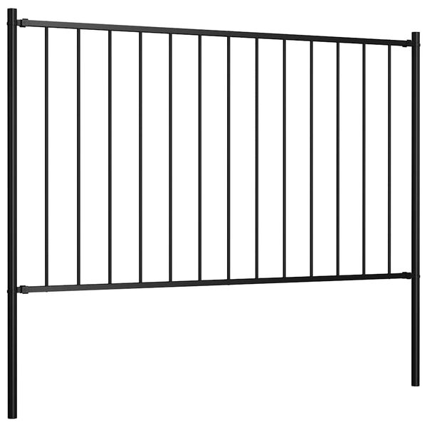 vidaXL Fence Panel with Posts Powder-coated Steel 1.7x0.75 m Black
