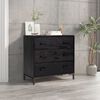 vidaXL Chest of Drawers Black 75x35x70 cm Solid Pinewood