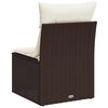 vidaXL Garden Sofa Armless with Cushions Brown Poly Rattan