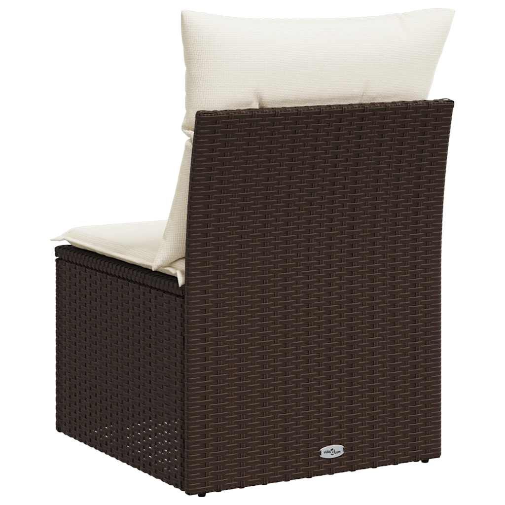 vidaXL Garden Sofa Armless with Cushions Brown Poly Rattan