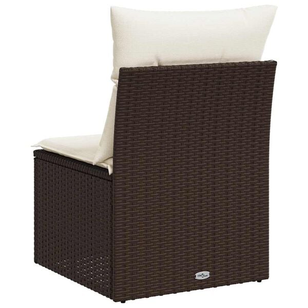vidaXL Garden Sofa Armless with Cushions Brown Poly Rattan