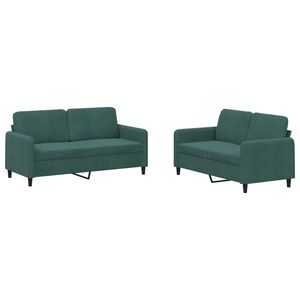 vidaXL 2 Piece Sofa Set Dark Green Velvet