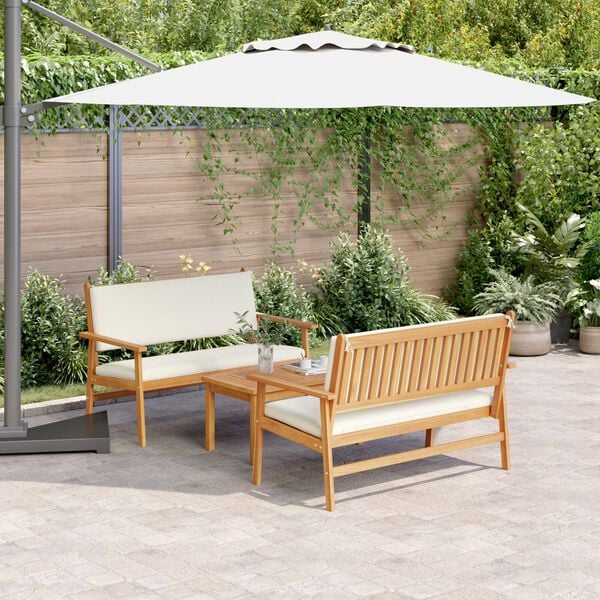 vidaXL 3 Piece Garden Sofa Set with Cushions Solid Wood Acacia