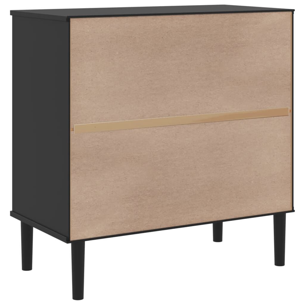 vidaXL Sideboard SENJA Rattan Look Black 80x40x80 cm Solid Wood Pine