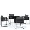 vidaXL 5 Piece Garden Dining Set Black
