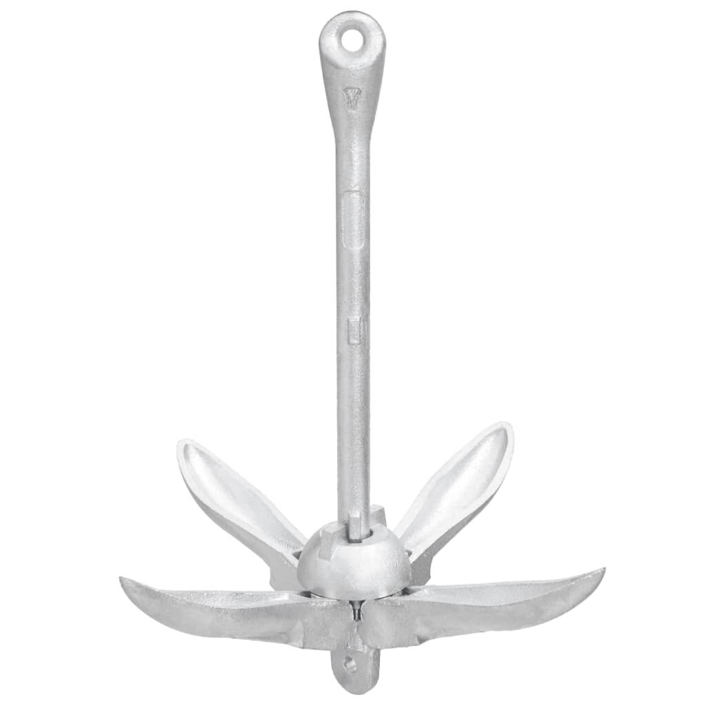 vidaXL Folding Anchor Silver 8 kg Hot Dip Galvanized Cast Iron