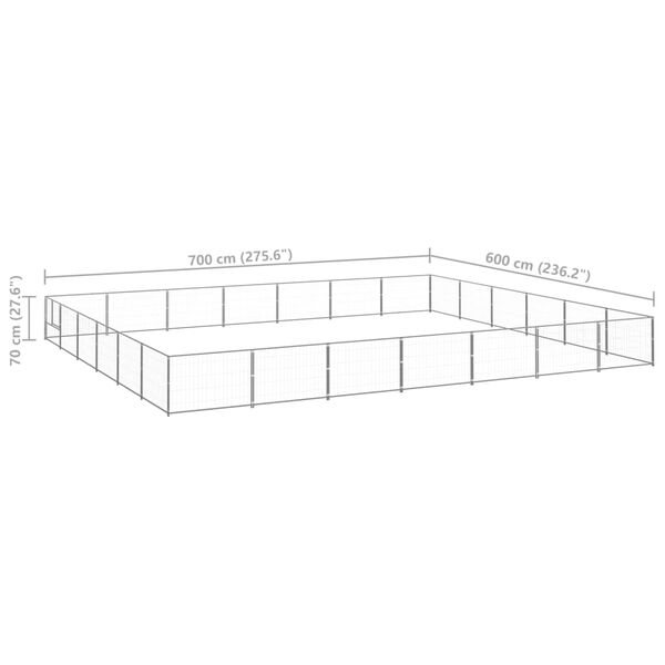 vidaXL Dog Kennel Silver 42 m² Steel