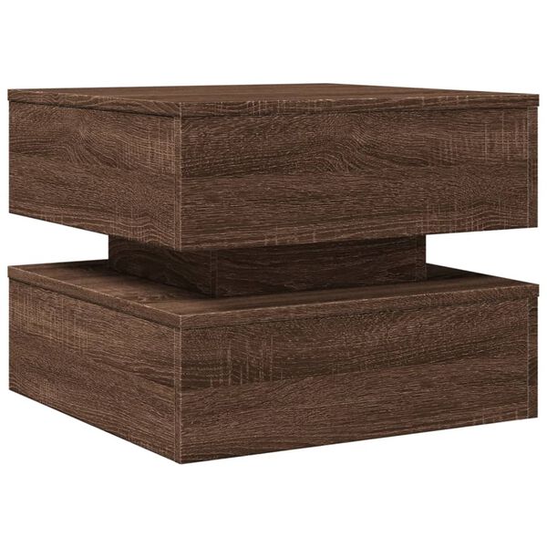 vidaXL Coffee Table with LED Lights Brown Oak 50x50x40 cm