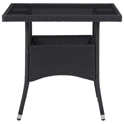 vidaXL Outdoor Dining Table Black Poly Rattan and Glass