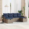 vidaXL Garden Sofa Set with Cushion 6 pcs Grey and Navy Poly Rattan