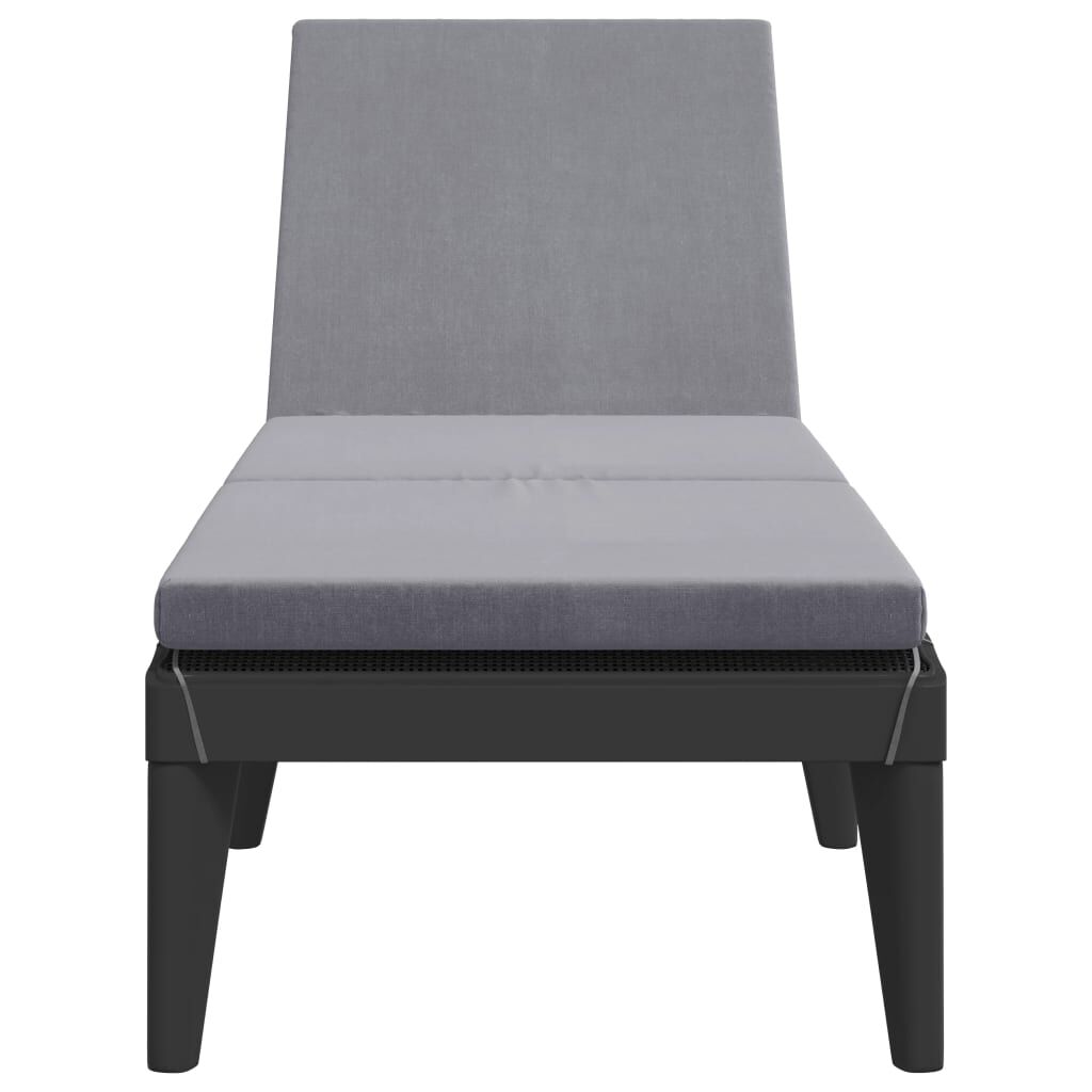 vidaXL Sun Lounger with Cushion Anthracite 186x60x29 cm PP