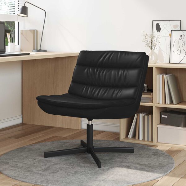 vidaXL Swivel Chair Manual Black 63 x 75 x 76 cm Faux leather