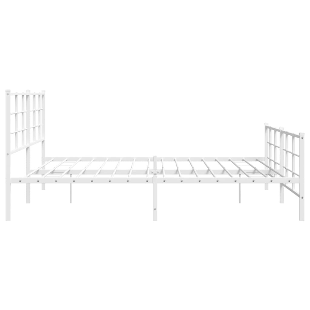 vidaXL Metal Bed Frame without Mattress with Footboard White 193x203cm