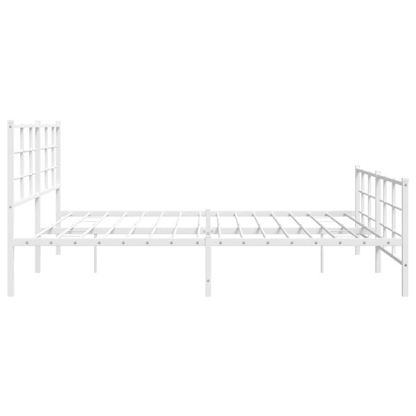 vidaXL Metal Bed Frame without Mattress with Footboard White 193x203cm