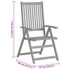 vidaXL Garden Reclining Chairs with Cushions 8 pcs Grey Solid Wood Acacia