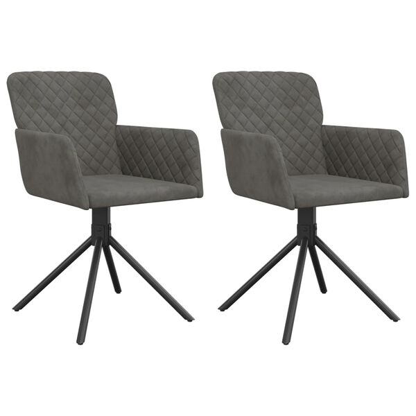 vidaXL Swivel Dining Chairs 2 pcs Dark Grey Velvet