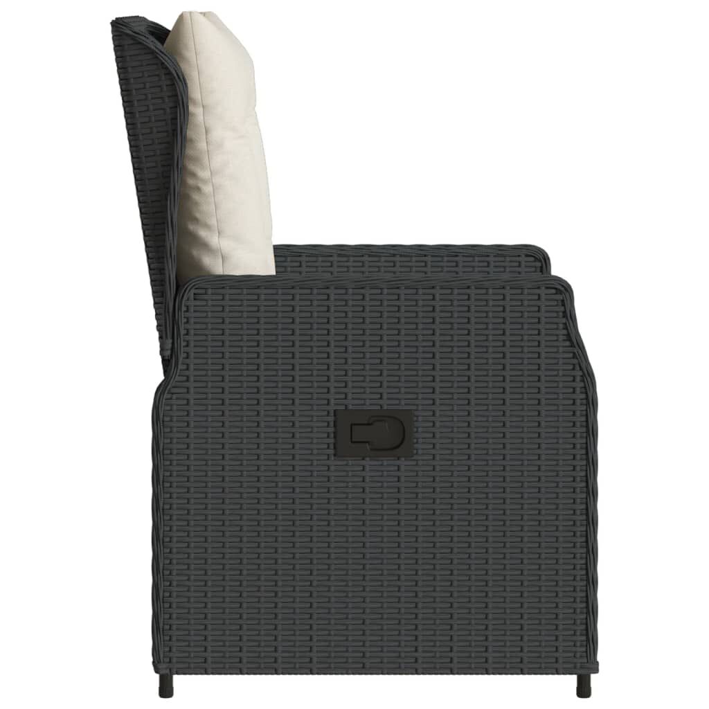 vidaXL Reclining Garden Chairs 2 pcs Black Poly Rattan