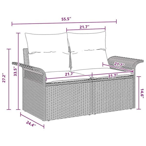 vidaXL Garden Sofa Set 6 pcs Black Poly rattan